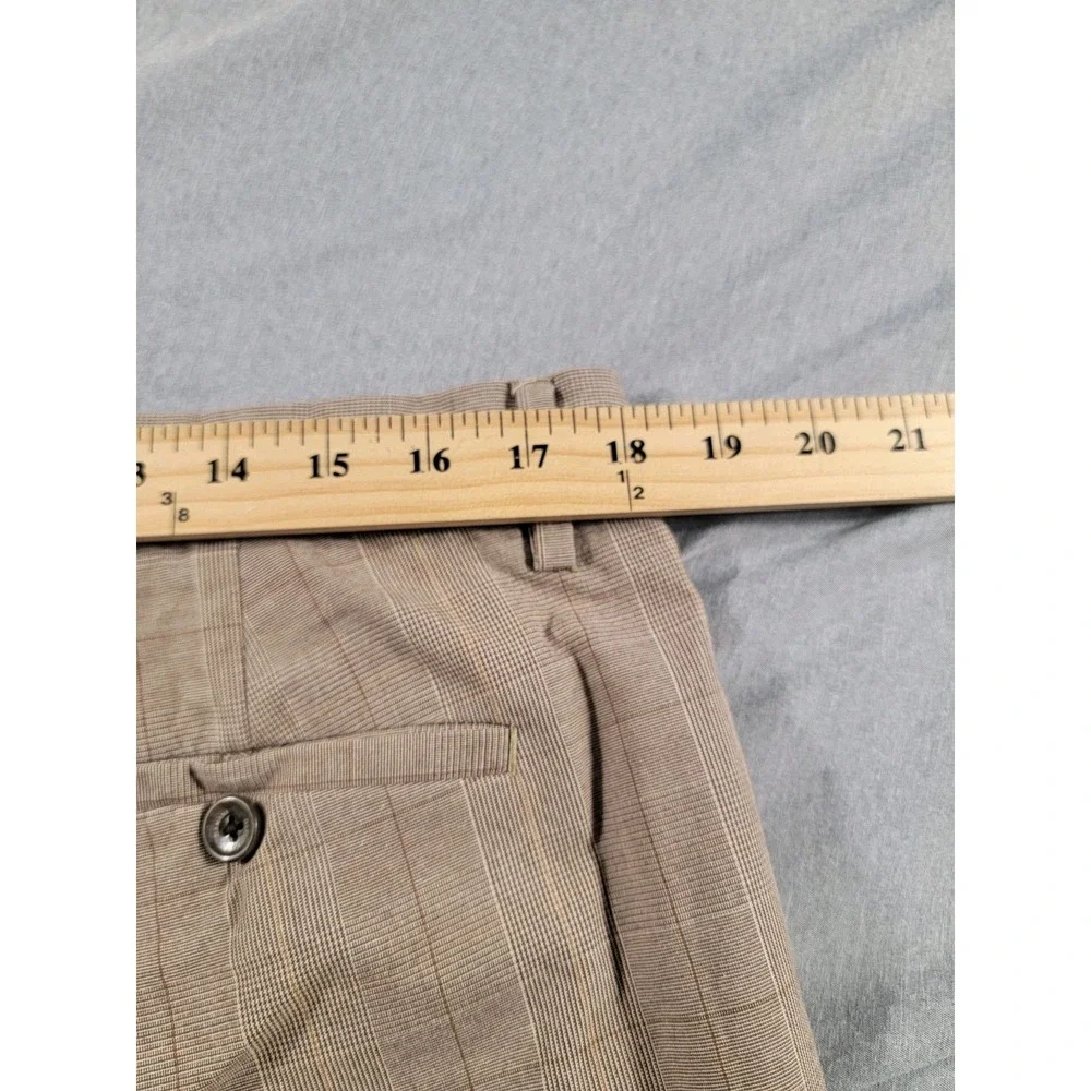 Banana Republic Slack Trouser Pants Mens 36x30 Tan Brown Houndstooth Check Plaid
